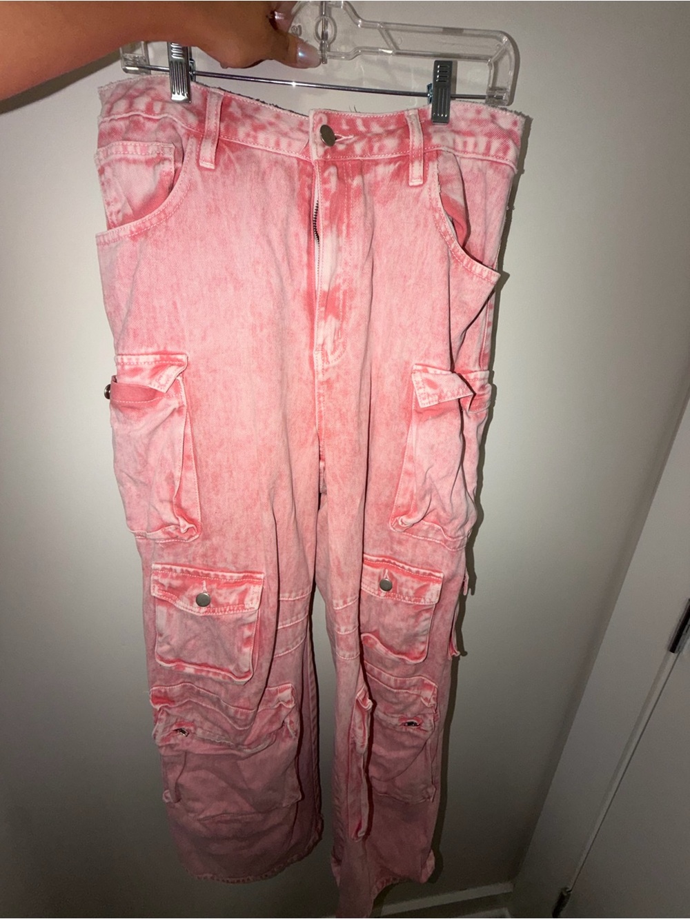 Fashion Nova Pink Washed Cargo Pants